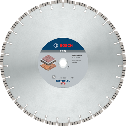 Disco de diamante Bosch PRO Stone 450 mm para corte de piedra.